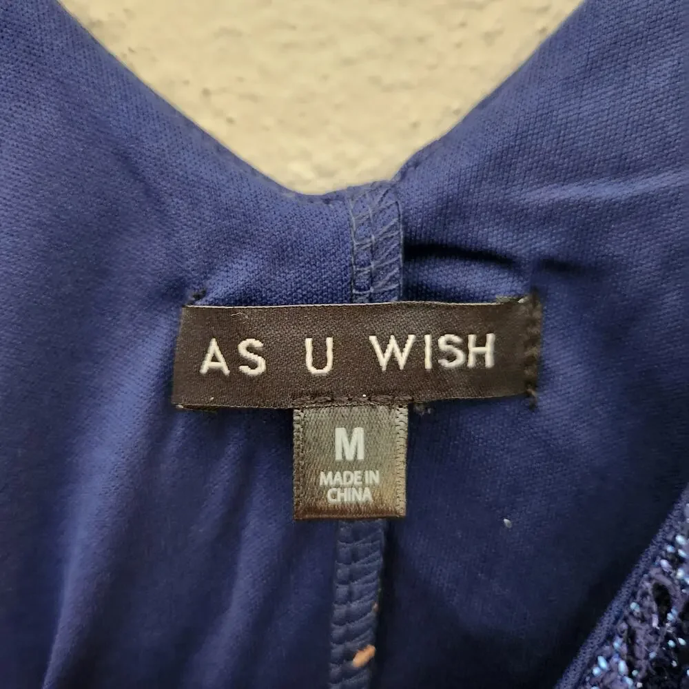 As U Wish blue sparkle fringe party dress M - Picture 2 of 5